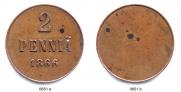 2 pennia 1866 year