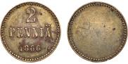 2 pennia 1866 year