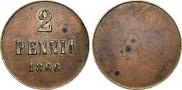 2 pennia 1866 year