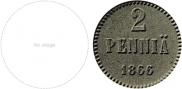 2 pennia 1866 year