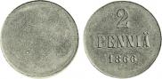2 pennia 1866 year