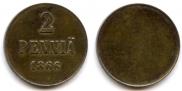 2 pennia 1866 year