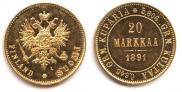 20 markkaa 1891 year