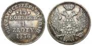 15 копеек - 1 злотый 1836 года