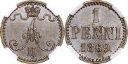 1 пенни 1869 года