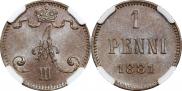 1 пенни 1881 года
