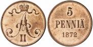 Монета 5 пенни 1875 года, , Медь