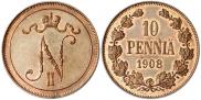 Монета 10 пенни 1916 года, , Медь