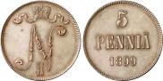 Монета 5 pennia 1910 года, , Copper