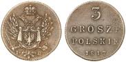 Монета 3 гроша 1819 года, , Медь