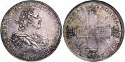 Монета 1 рубль 1724 года, Солнечный, в наплечниках, Серебро