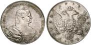 Монета 1 рубль 1736 года, Портрет работы Гедлингера, Серебро