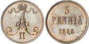 Монета 5 пенни 1865 года, , Медь