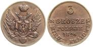 Монета 3 гроша 1834 года, , Медь