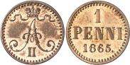 Монета 1 penni 1874 года, , Copper