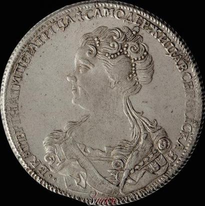Picture 1 rouble 1726 year СПБ "Petersburg type, portrait turned to the left"