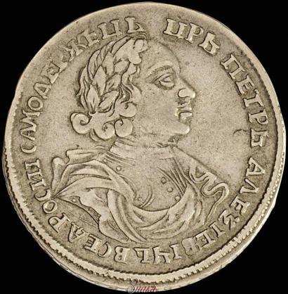 Фото Полтина 1719 года L "Портрет в латах"
