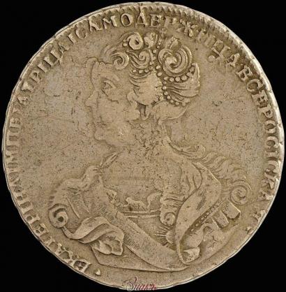Фото 1 рубль 1725 года СПБ "Петербургский тип, портрет влево"