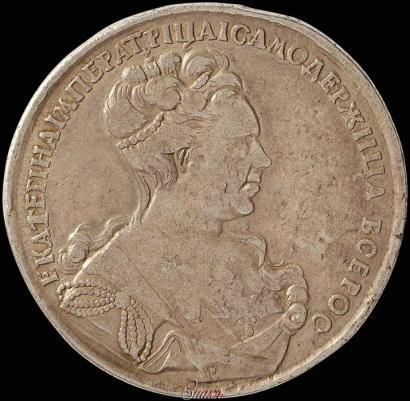Picture 1 rouble 1727 year СПБ "High haircut"