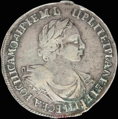 Фото 1 рубль 1719 года OK "Портрет в латах"