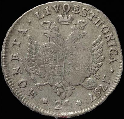 Picture 24 kopecks 1757 year  "For Livonia"