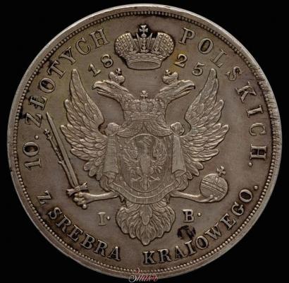 Фото 10 злотых 1825 года IB 