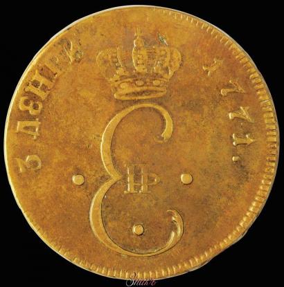 Фото Пара - 3 денги 1771 года S "Большой орел"