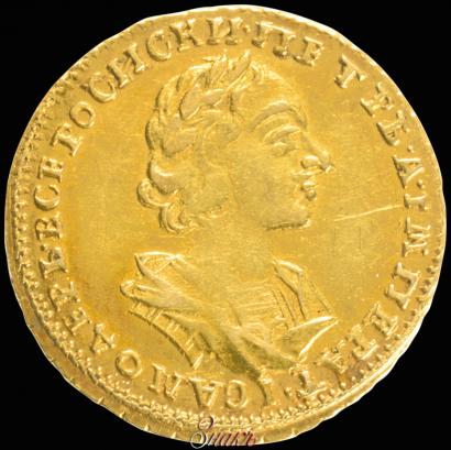 Picture 2 roubles 1724 year  "Portrait in ancient armour"
