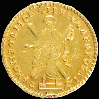 Picture 2 roubles 1724 year  "Portrait in ancient armour"
