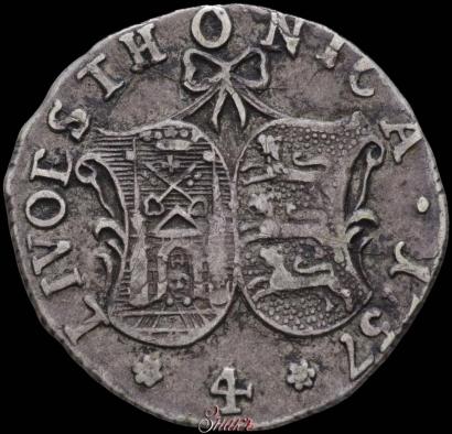 Picture 4 kopecks 1757 year  "For Livonia"