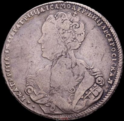 Фото Полтина 1726 года  "Петербургский тип, портрет влево"