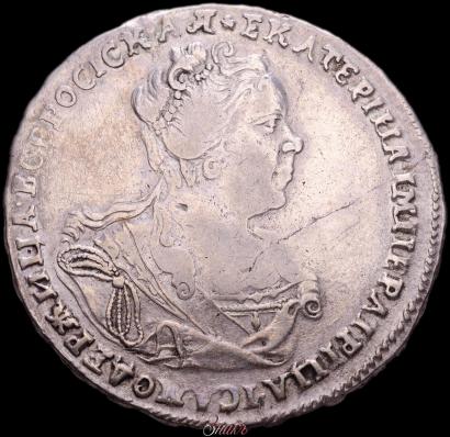 Фото Полтина 1727 года  "Московский тип, портрет вправо"