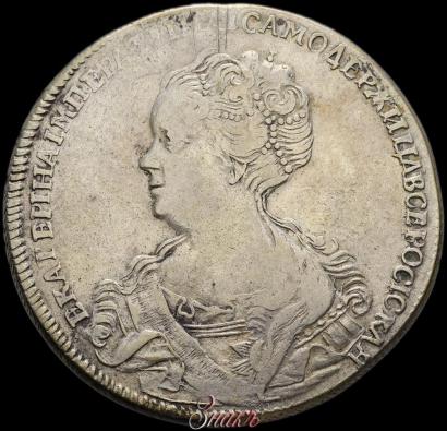Фото 1 рубль 1725 года СПБ "Петербургский тип, портрет влево"