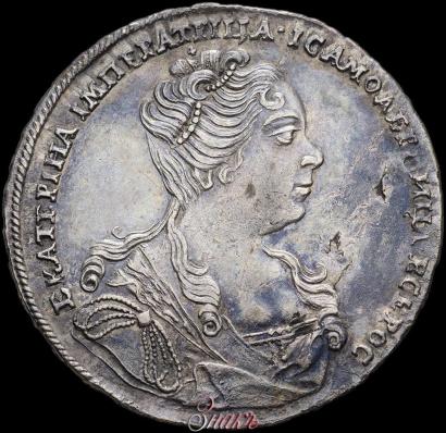 Фото 1 рубль 1727 года  "Московский тип, портрет вправо"