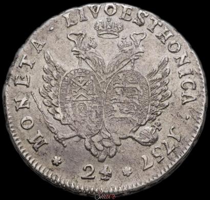 Picture 24 kopecks 1757 year  "For Livonia"