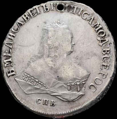Фото 1 рубль 1751 года СПБ-IМ 
