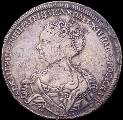 Фото 1 рубль 1725 года  "Петербургский тип, портрет влево"
