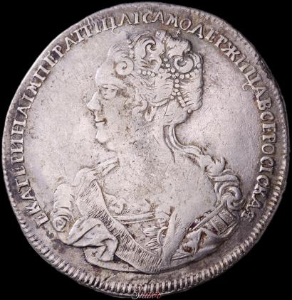 Picture 1 rouble 1725 year СПБ "Petersburg type, portrait turned to the left"