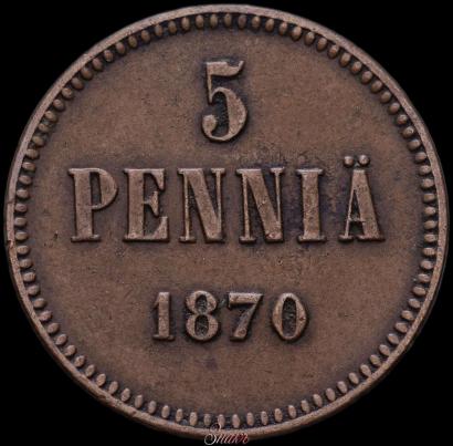 Picture 5 pennia 1870 year  