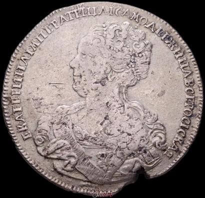 Фото 1 рубль 1725 года СПБ "Петербургский тип, портрет влево"