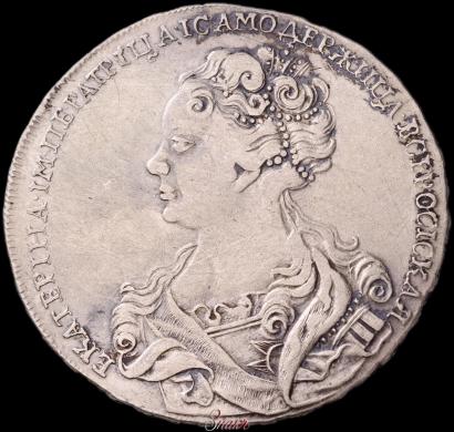 Фото 1 рубль 1725 года  "Московский тип, портрет влево"