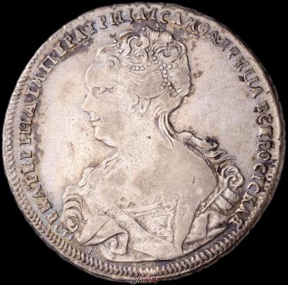 Фото 1 рубль 1725 года СПБ "Петербургский тип, портрет влево"