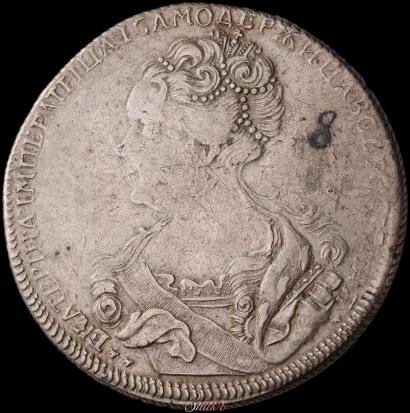 Фото 1 рубль 1726 года СПБ "Петербургский тип, портрет влево"
