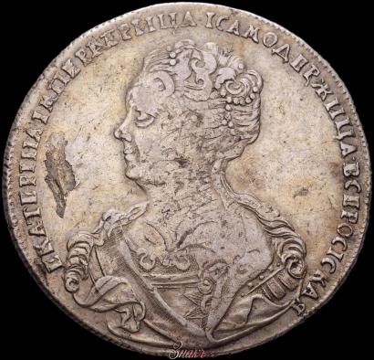Picture 1 rouble 1725 year СПБ "Petersburg type, portrait turned to the left"