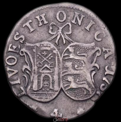 Picture 4 kopecks 1757 year  "For Livonia"