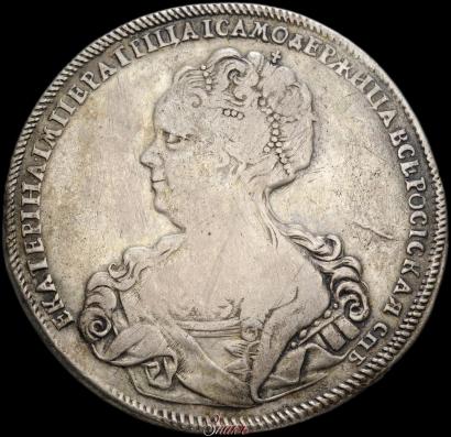Picture 1 rouble 1725 year СПБ "Petersburg type, portrait turned to the left"