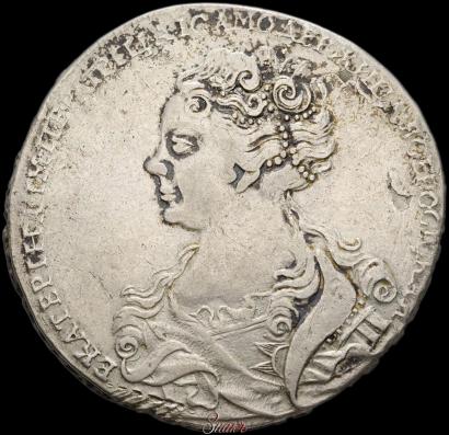 Фото 1 рубль 1726 года  "Московский тип, портрет влево"