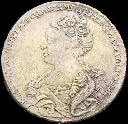 Фото 1 рубль 1726 года  "Московский тип, портрет влево"