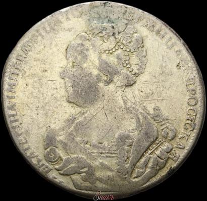 Фото 1 рубль 1726 года СПБ "Петербургский тип, портрет влево"