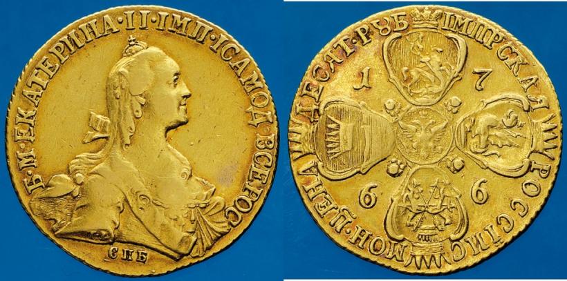 Picture 10 roubles 1766 year СПБ 